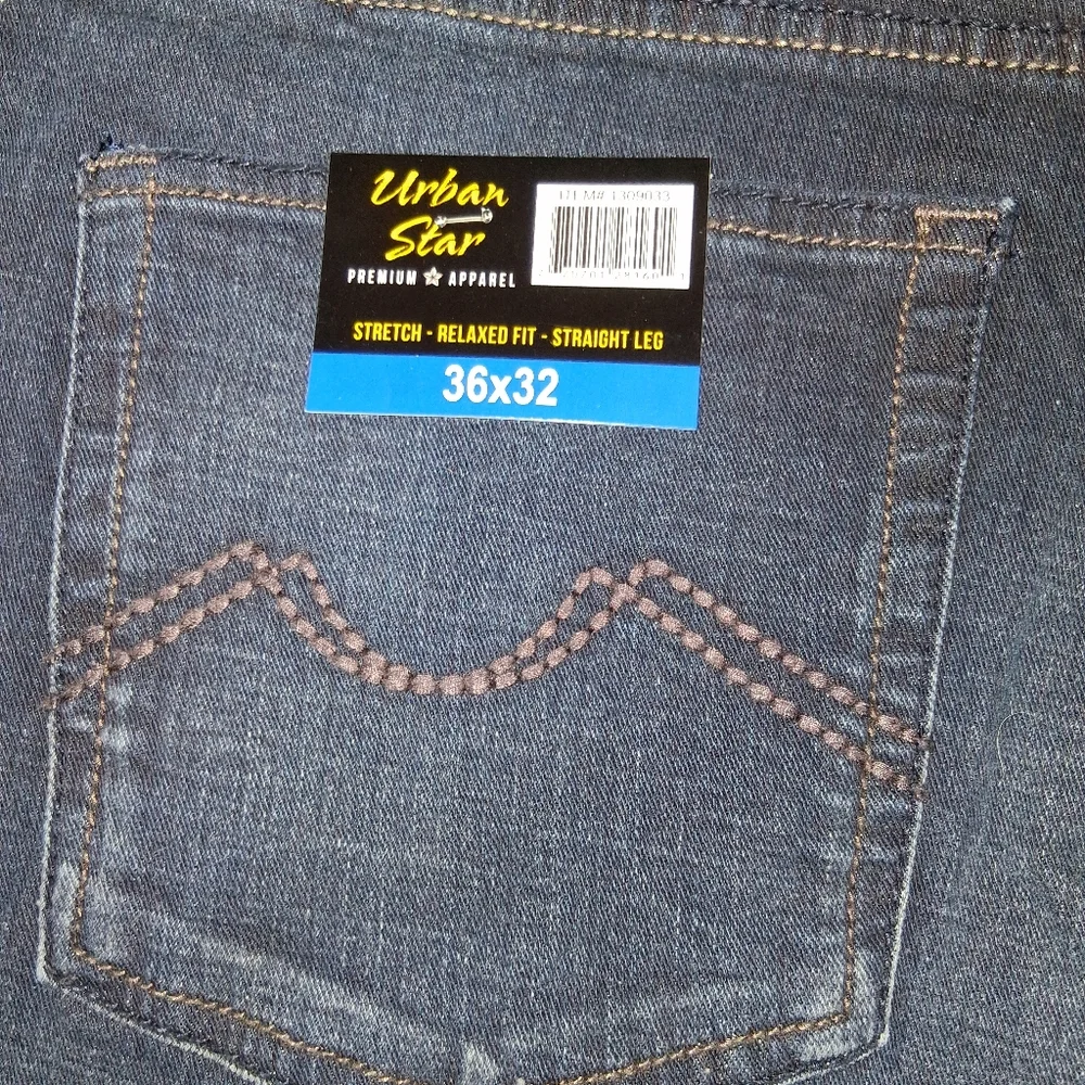 NWT Urban Star Size 36 X 32 Blue Stretch Relaxed Fit Straight Leg Jeans! - Picture 12 of 13